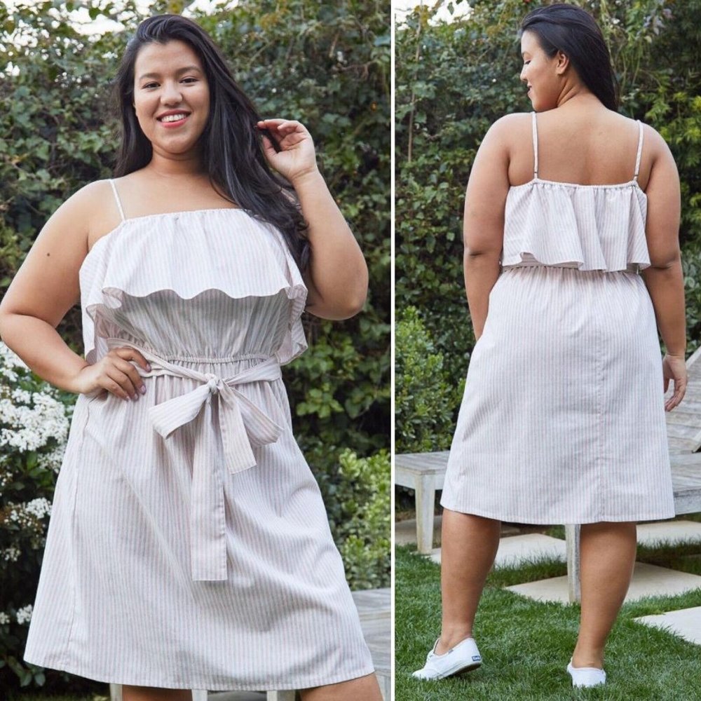 Pleione Plus Size 100% Cotton Ruffle Empire Tie Waist Sun Dress | Size 4X - Picture 2 of 13